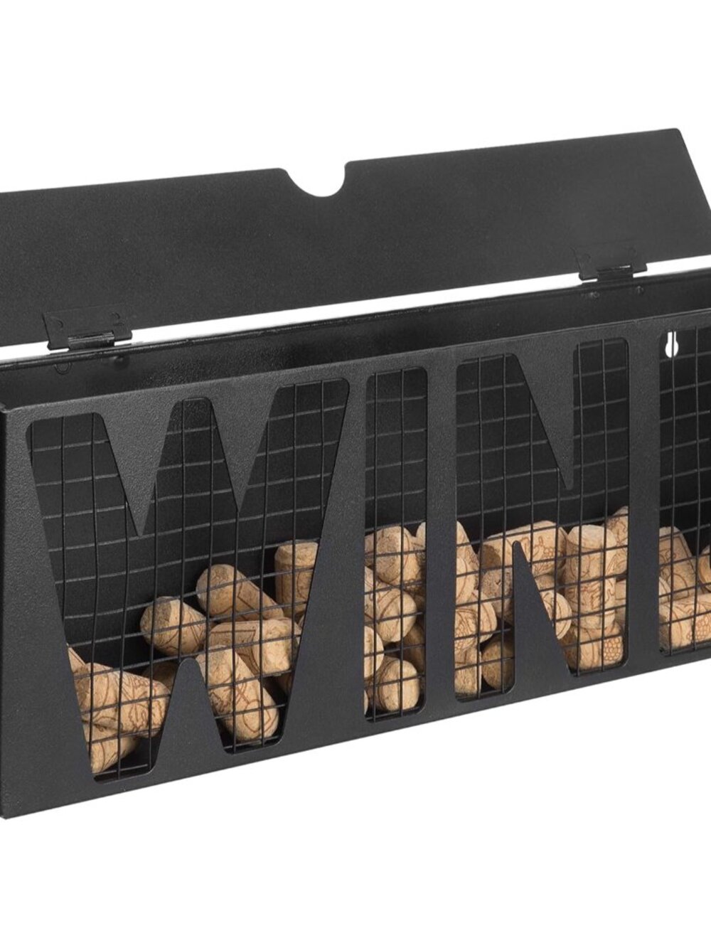Wall Mounted Vintage Wood Open Top Cork Holder Box with Cutout WINE Display and